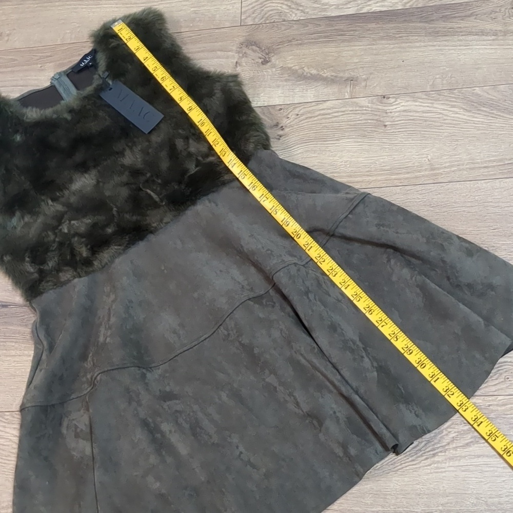 MAAC London Dress Fit & Flare Sleeveless Faux Fur Top Suede Feel Bottom Size L - Picture 5 of 10